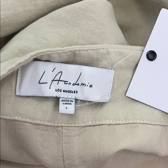L’Academie Mina High Waist Linen Blend Pants Nude - Picture 12 of 12